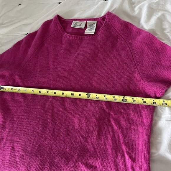 Vintage Kathie Lee Hot Pink Lamswool Angora Short Sleeve Sweater L y2k 90s Flaw - Picture 6 of 7